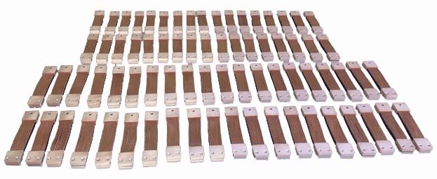 many straps aligned